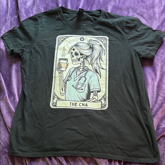 Gildan Tops - Certified Nurse Assistant Tarot Card Skeleton CNA T-Shirt (Women’s L)